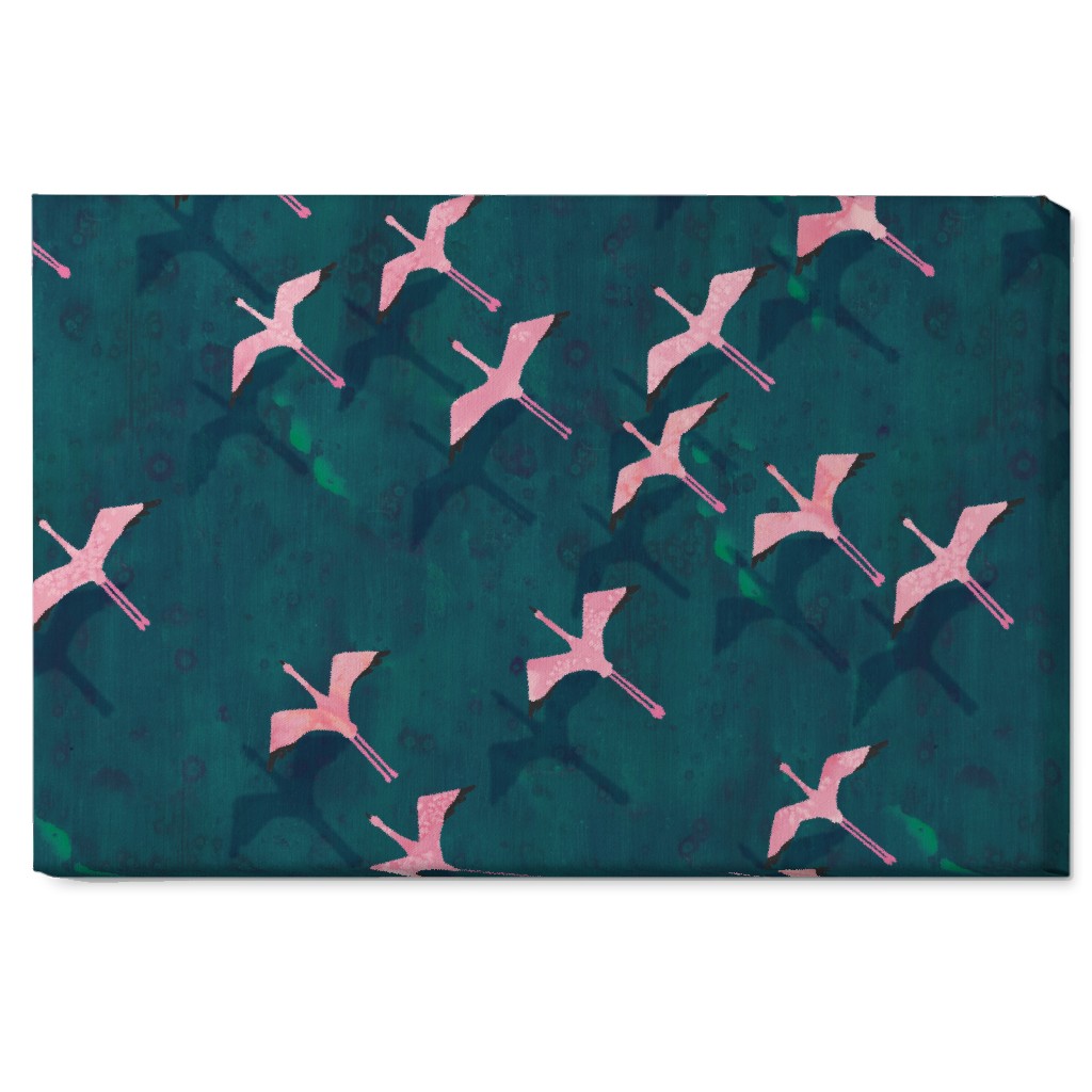 Flamingos Flying Wall Art, No Frame, Single piece, Canvas, 20x30, Green, Classic Green