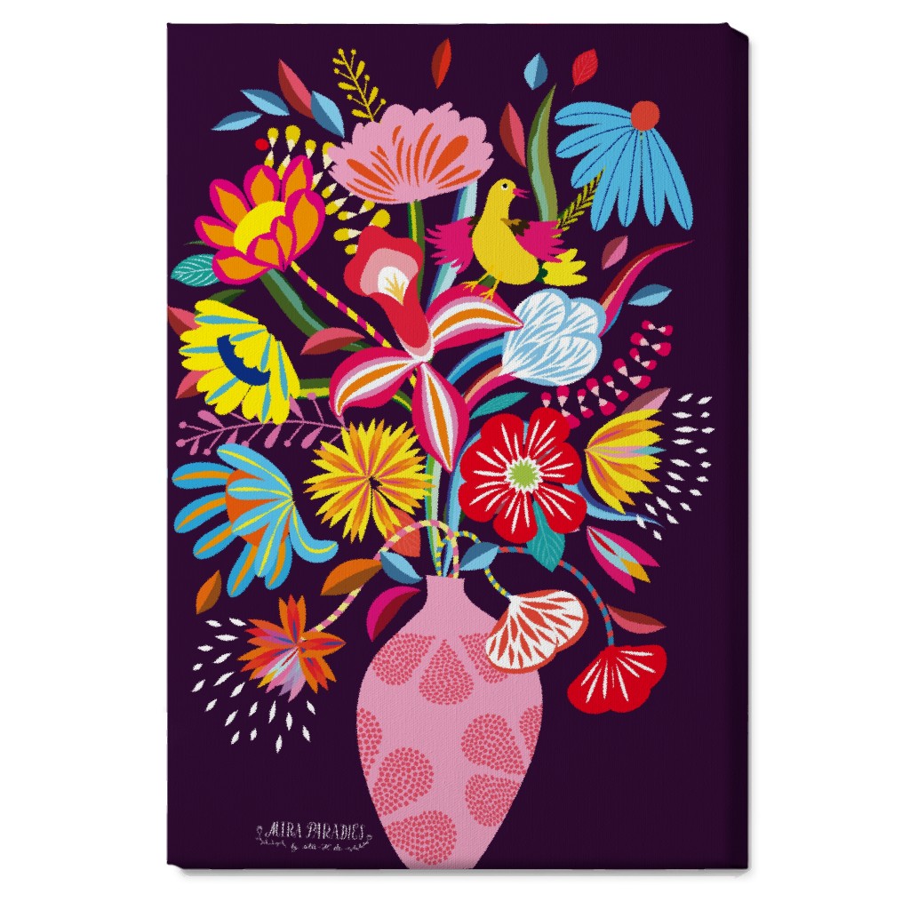 Folkart Bouquet - Multi Wall Art, No Frame, Single piece, Canvas, 20x30, Multicolor