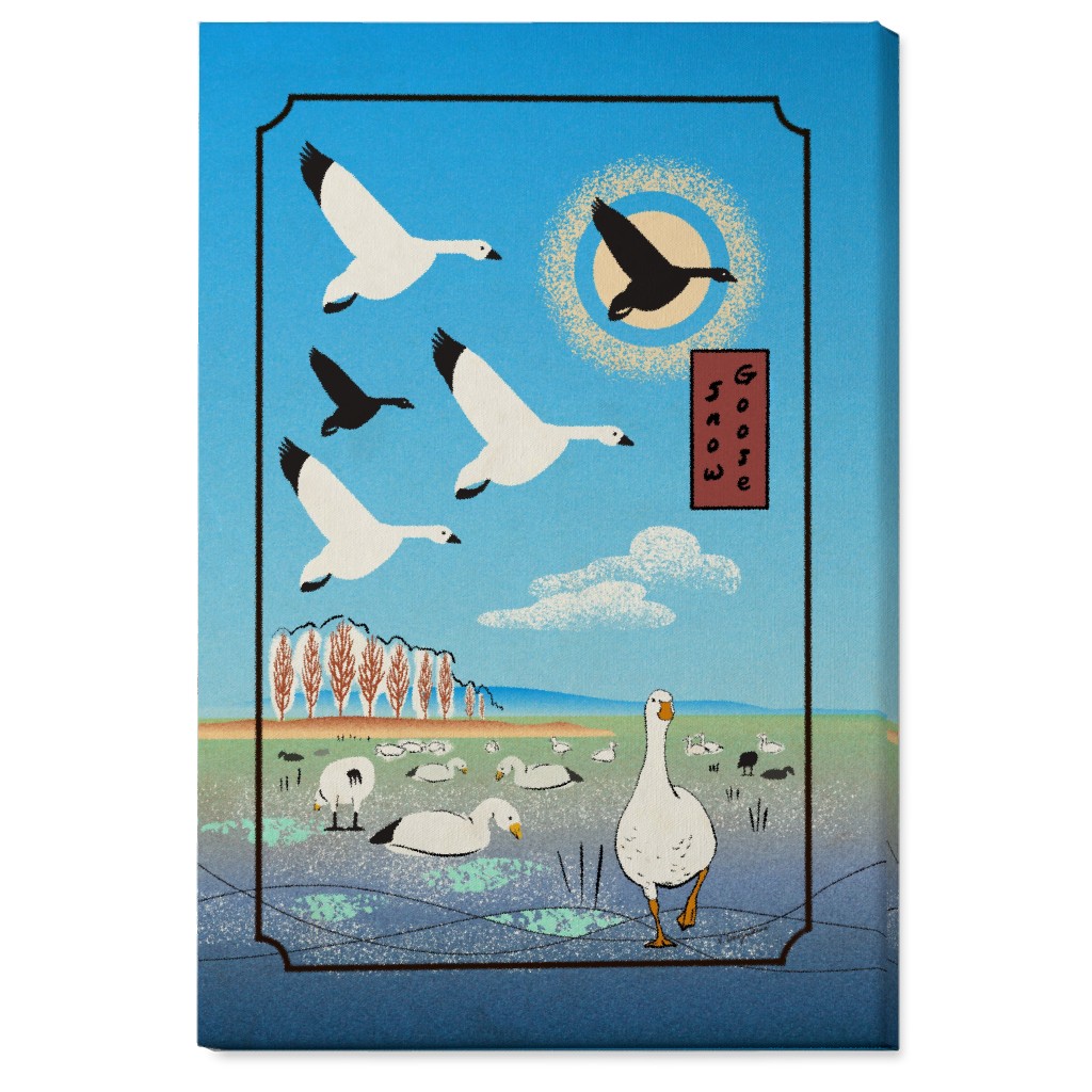 Snow Geese Wall Art, No Frame, Single piece, Canvas, 24x36, Blue, Blue Bonnet