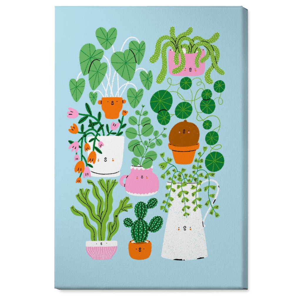 Plants Are Friends - Muti on Blue Wall Art, No Frame, Single piece, Canvas, 24x36, Multicolor
