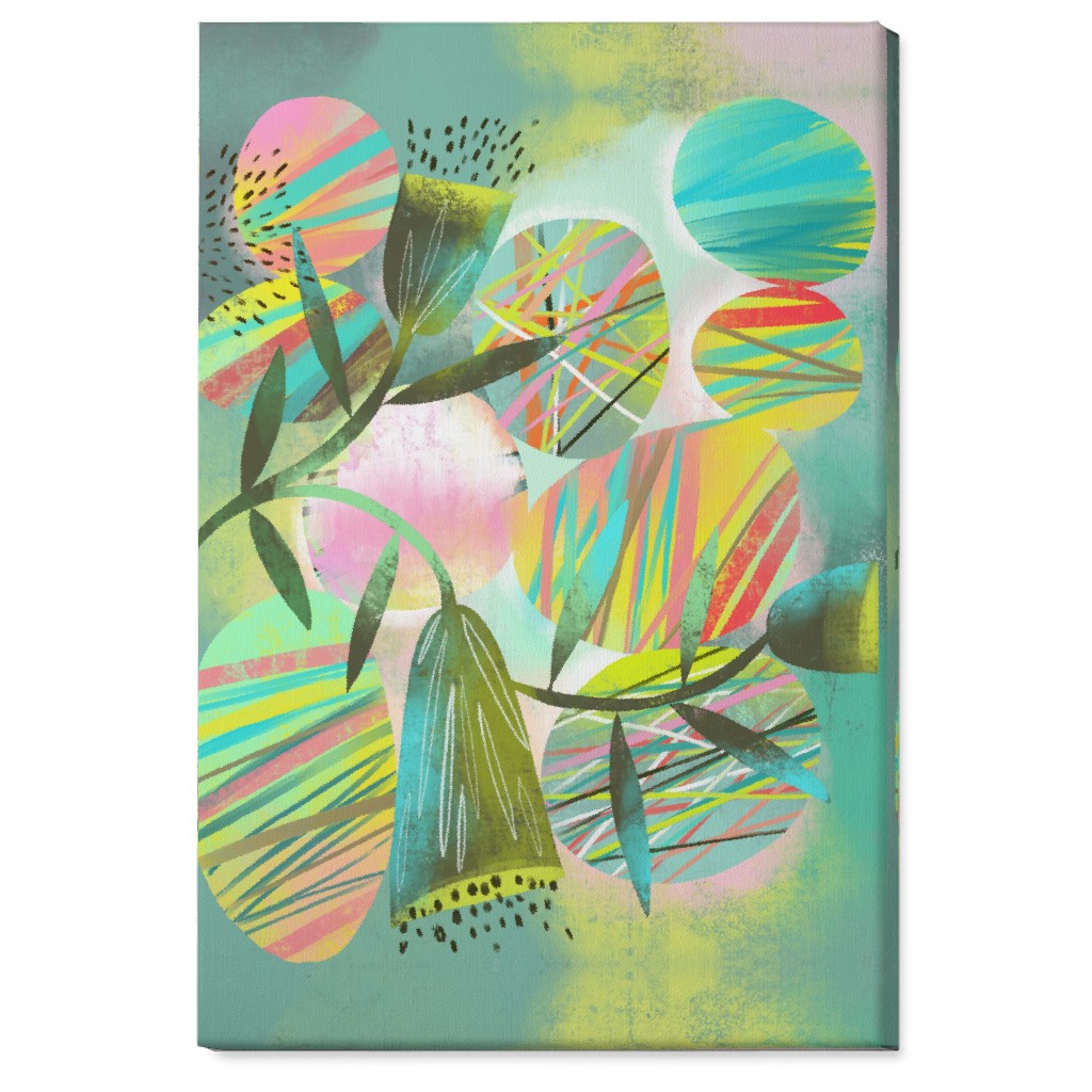 Botanical Abstract Playground - Multi Wall Art, No Frame, Single piece, Canvas, 24x36, Green