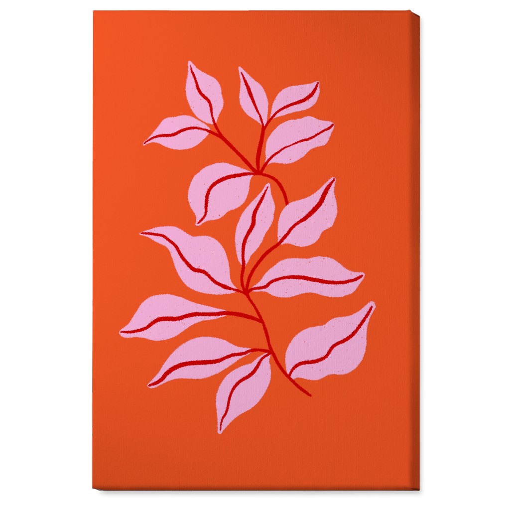 Leaf Dance - Red and Pink Wall Art, No Frame, Single piece, Canvas, 24x36, Red