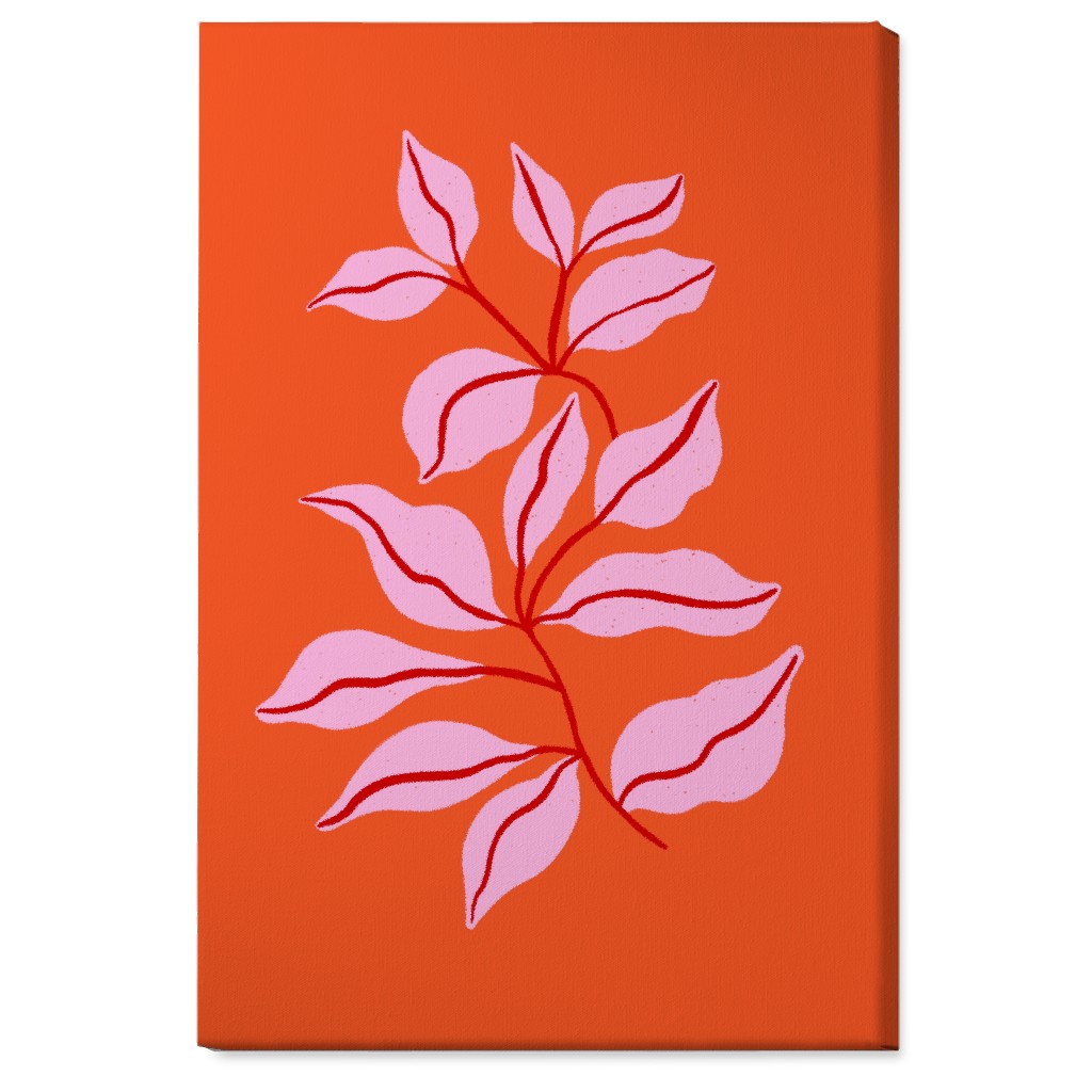 Leaf Dance - Red and Pink Wall Art, No Frame, Single piece, Canvas, 24x36, Red, Red