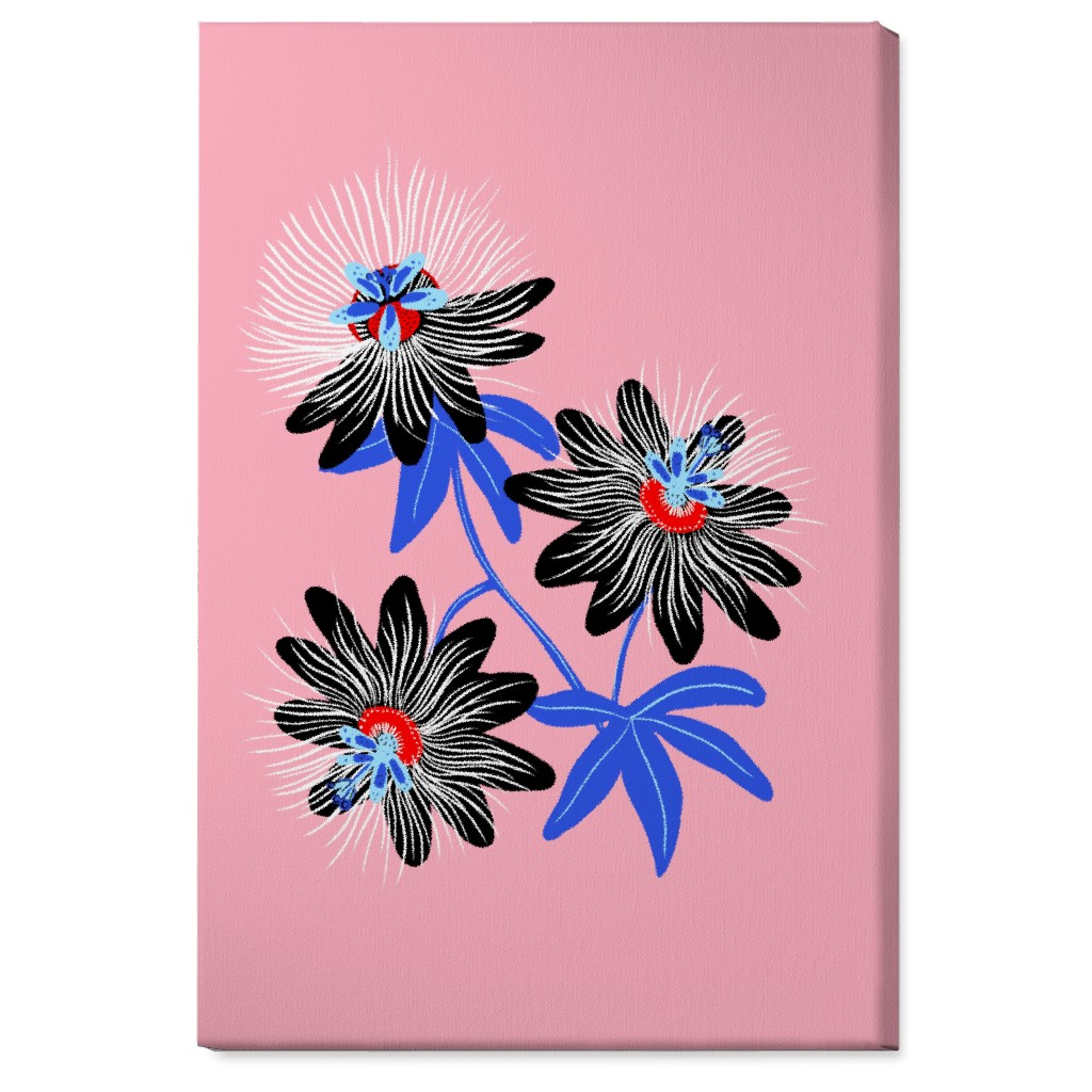 Passion Flower - Multi on Pink Wall Art, No Frame, Single piece, Canvas, 24x36, Pink