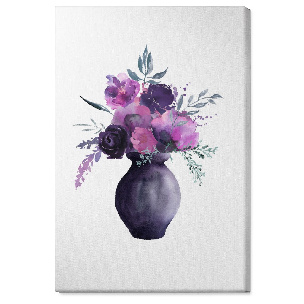 Flowers in a Vase Wall Art, No Frame, Single piece, Canvas, 24x36, Purple