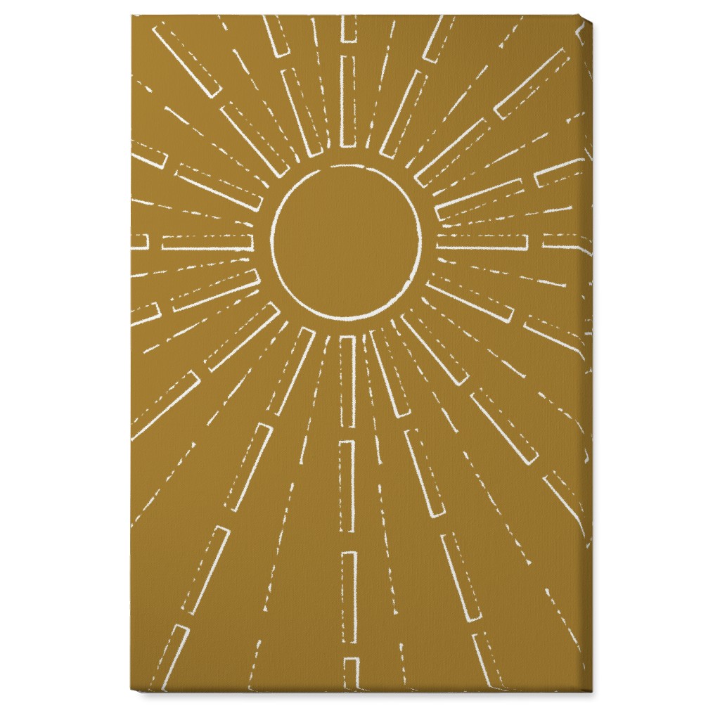 Midcentury Burst Wall Art, No Frame, Single piece, Canvas, 24x36, Yellow, Golden