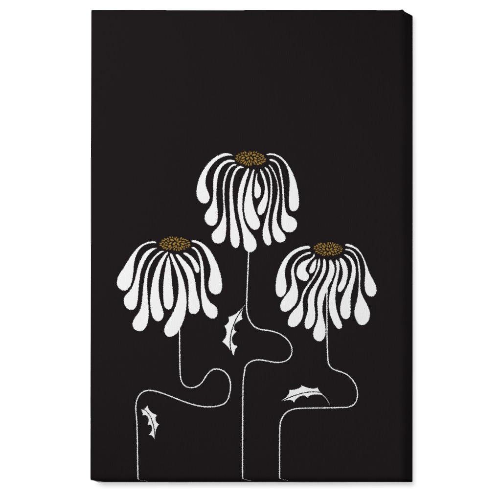 Mod Lazy Daisies Wall Art, No Frame, Single piece, Canvas, 24x36, Black, Charcoal