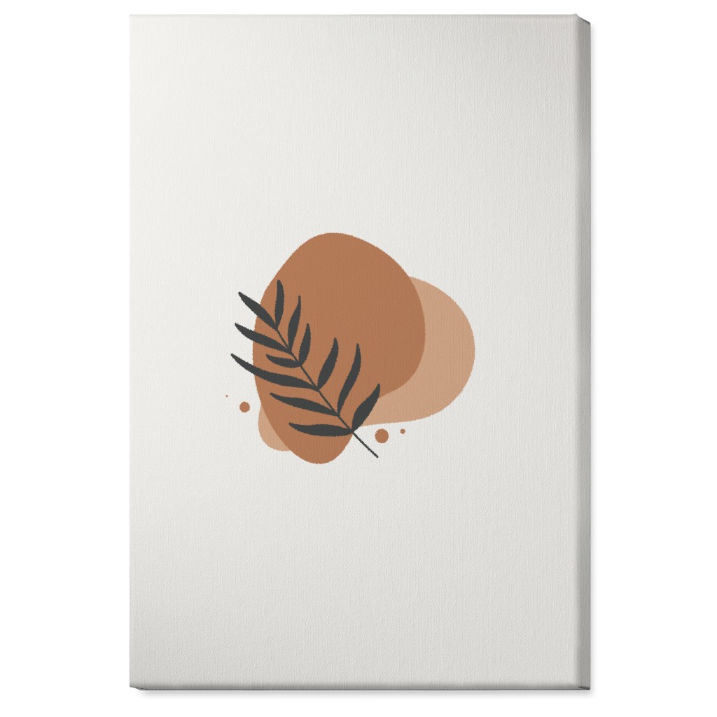 Shapes and Fern Leaf Vi Wall Art, No Frame, Single piece, Canvas, 24x36, Orange