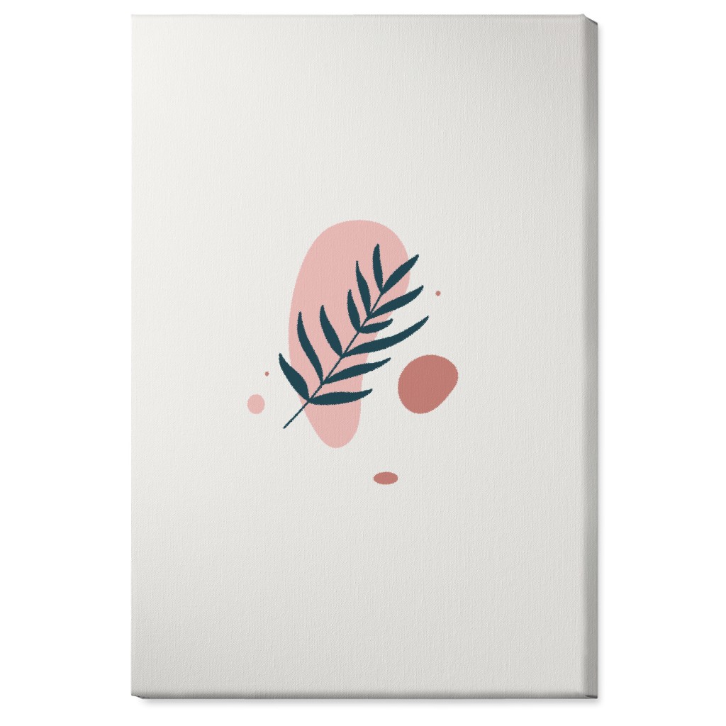 Shapes and Fern Leaf V Wall Art, No Frame, Single piece, Canvas, 24x36, Pink, Air