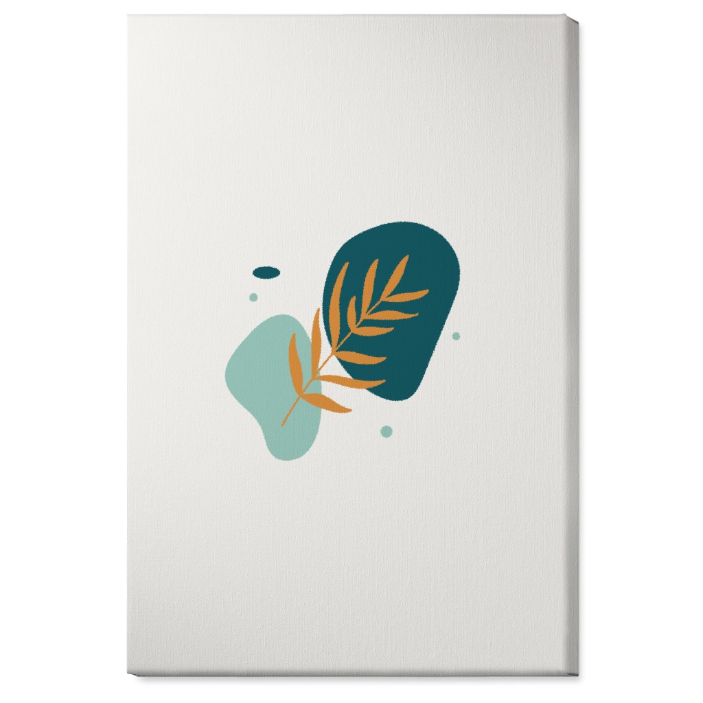 Shapes and Fern Leaf Wall Art, No Frame, Single piece, Canvas, 24x36, Green