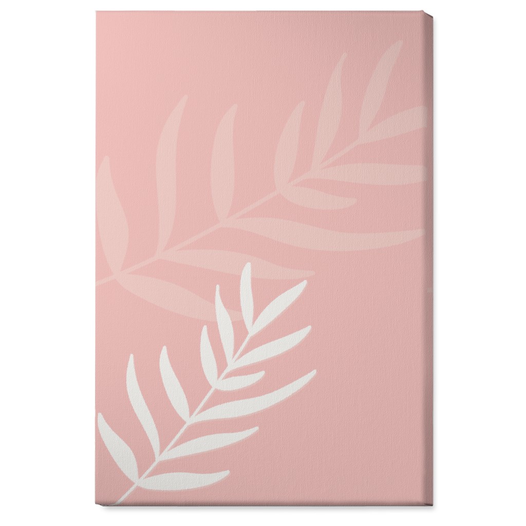 Fern Leaves in Neutral Earth Tones Wall Art, No Frame, Single piece, Canvas, 24x36, Pink, Ballet Slipper