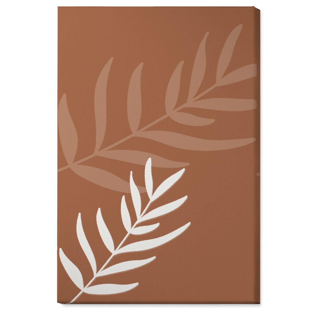Fern Leaves in Neutral Earth Tones Wall Art, No Frame, Single piece, Canvas, 24x36, Brown, Camel