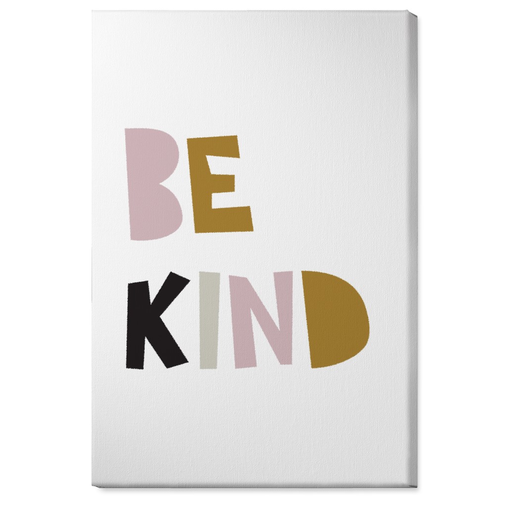 Be Kind Typography - Neutral With Pink Wall Art, No Frame, Single piece, Canvas, 24x36, Multicolor