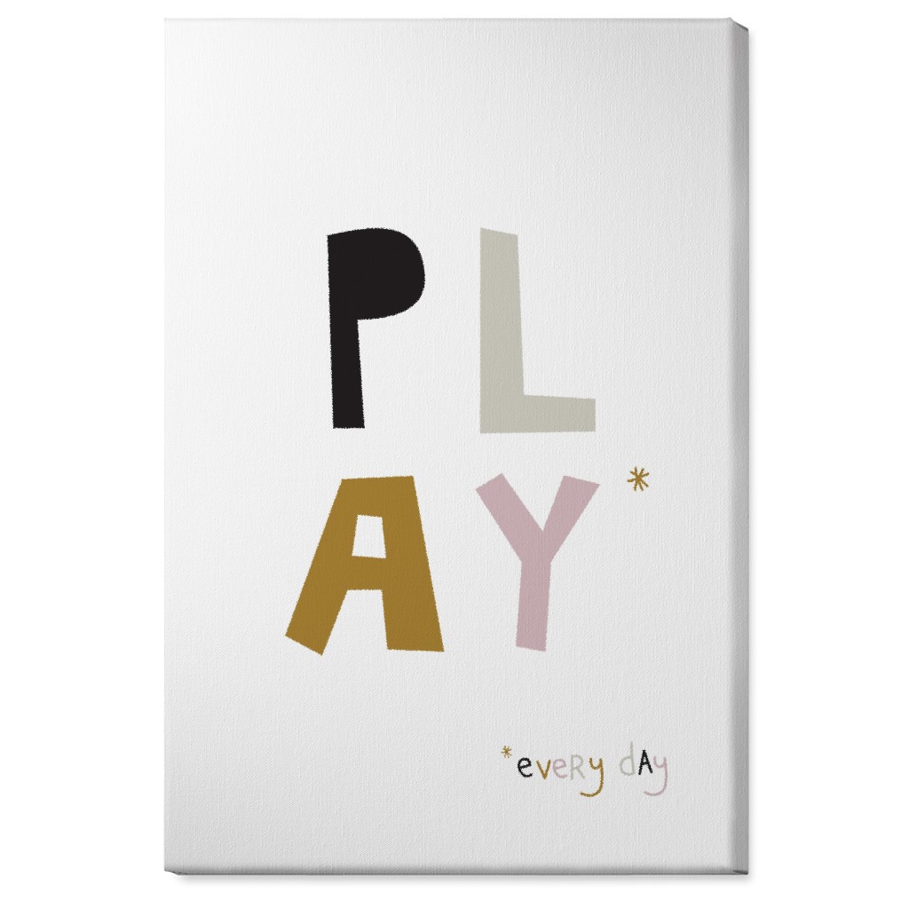 Play Typography - Neutral With Pink Wall Art, No Frame, Single piece, Canvas, 24x36, Multicolor