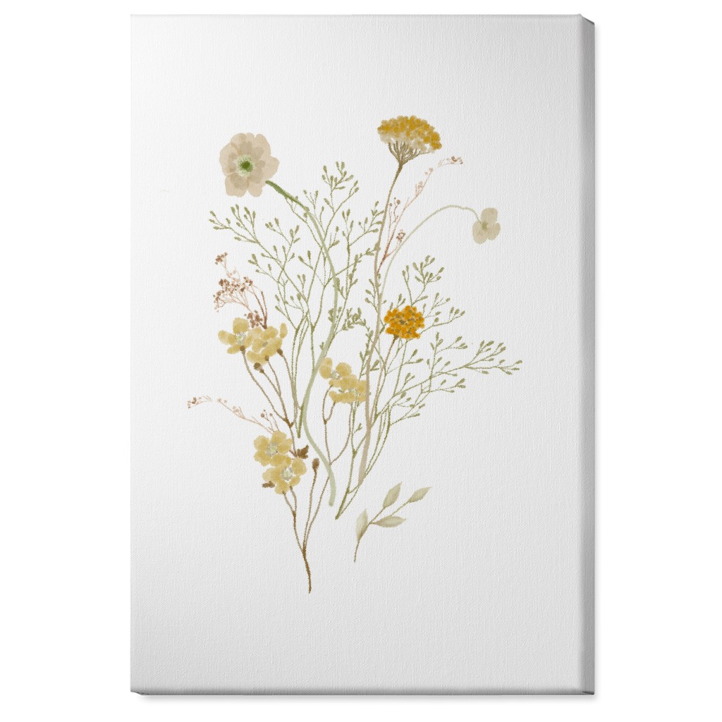Picked Wildflowers - Yellow Wall Art, No Frame, Single piece, Canvas, 24x36, Yellow, Classic Yellow