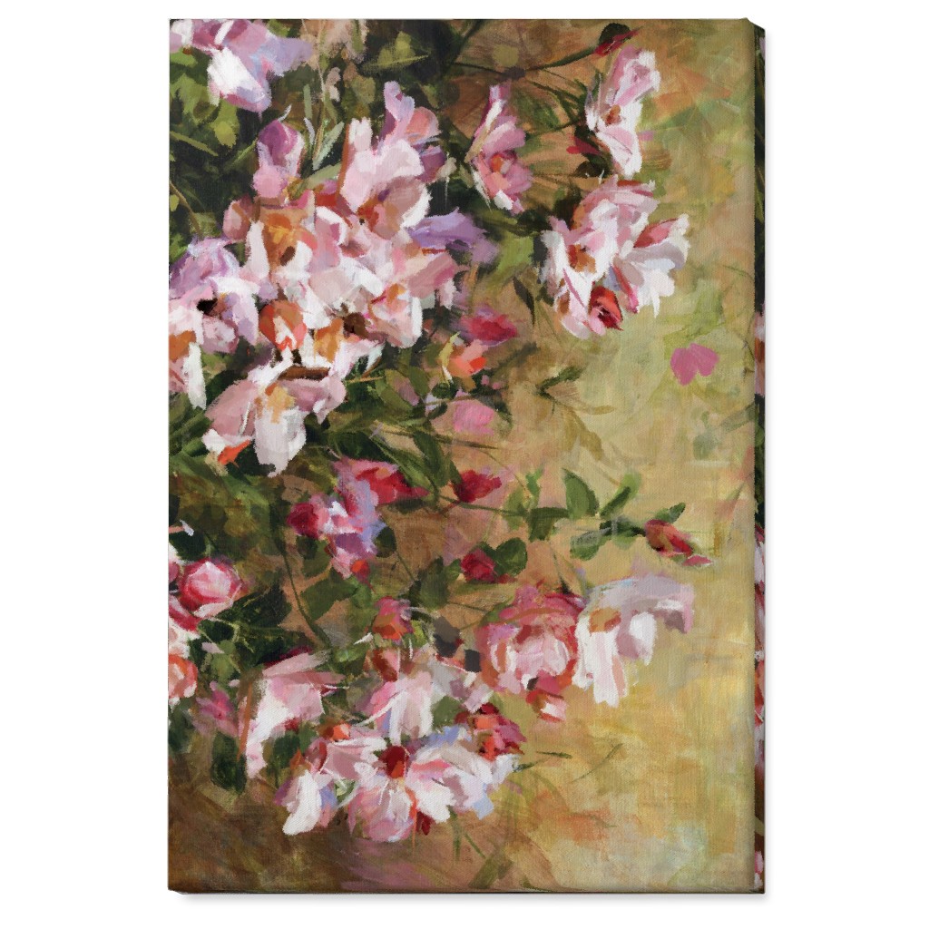 Wild Roses Painting - Pink Wall Art, No Frame, Single piece, Canvas, 24x36, Pink