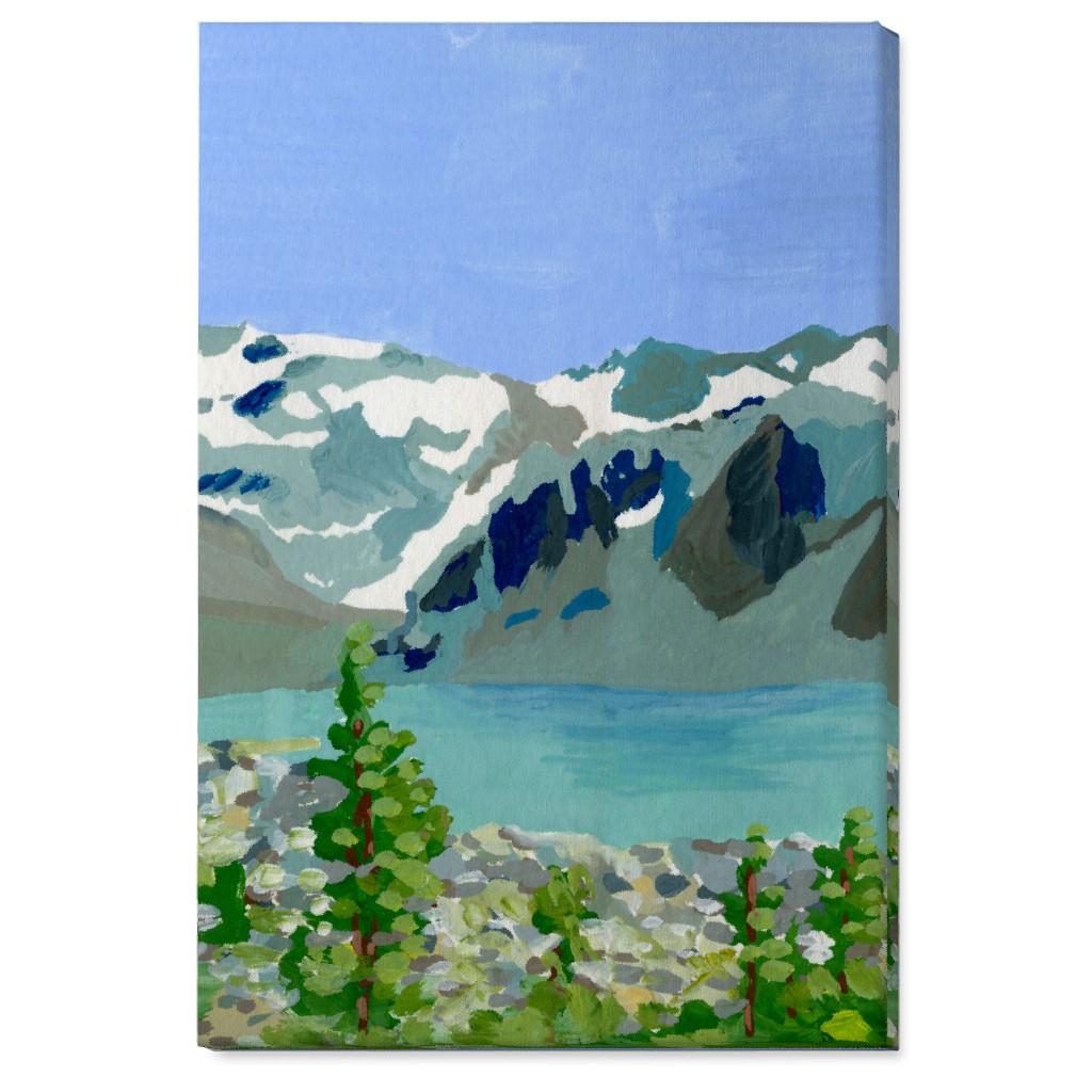 Wedgemount Lake Painting Wall Art, No Frame, Single piece, Canvas, 24x36, Blue, True Blue