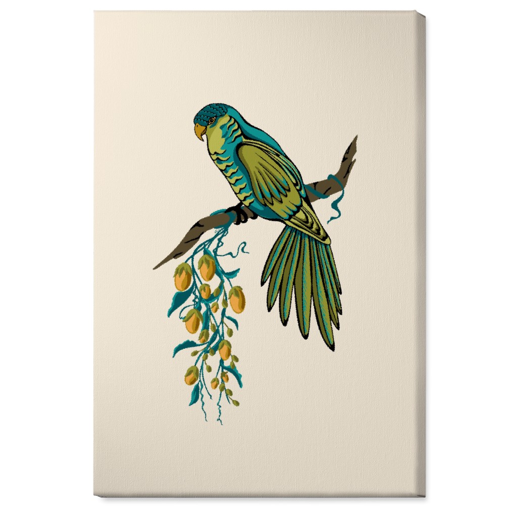 Bird Perched on Branch - Multi Wall Art, No Frame, Single piece, Canvas, 24x36, Beige, Pearl