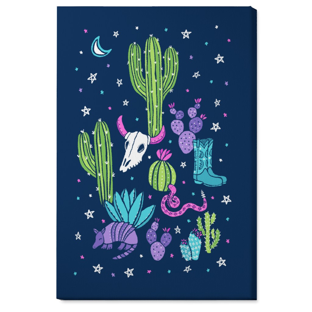 Old Desert Nights - Multi on Navy Wall Art, No Frame, Single piece, Canvas, 24x36, Blue, True Blue