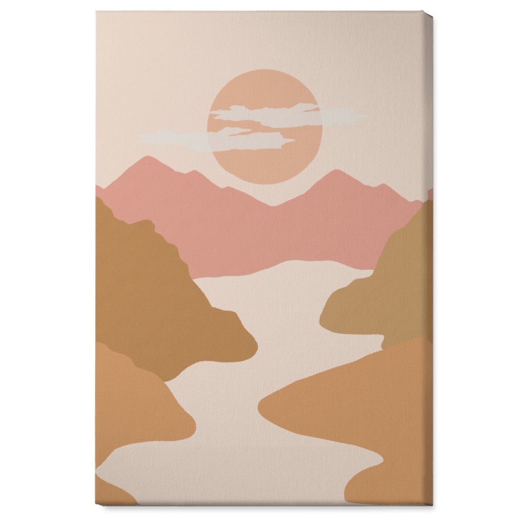 Abstract Valley Landscape - Neutral Wall Art, No Frame, Single piece, Canvas, 24x36, Orange