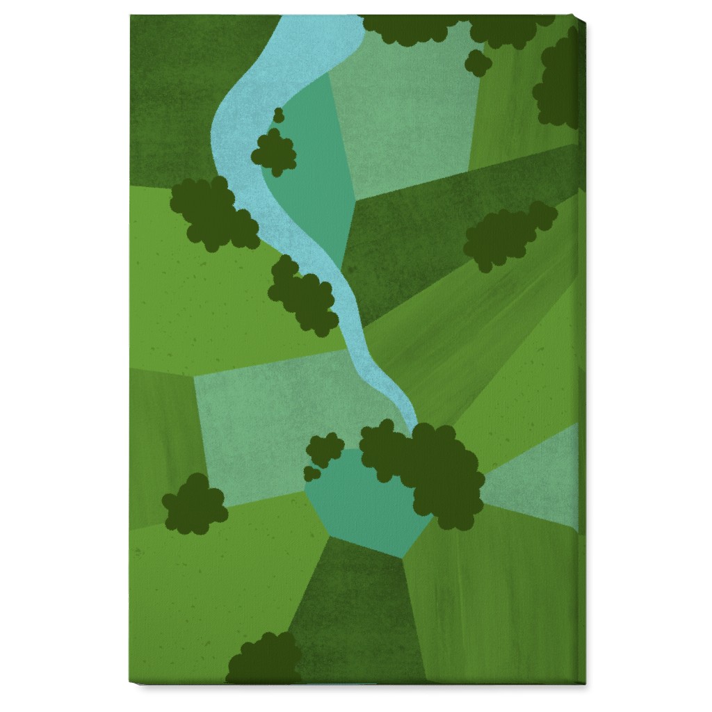 Patchwork Lands - Green Wall Art, No Frame, Single piece, Canvas, 24x36, Green, Classic Green