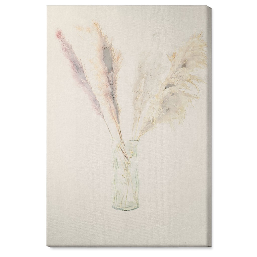 Pampas Grass Watercolor - Neutral Wall Art, No Frame, Single piece, Canvas, 24x36, Beige, Pearl