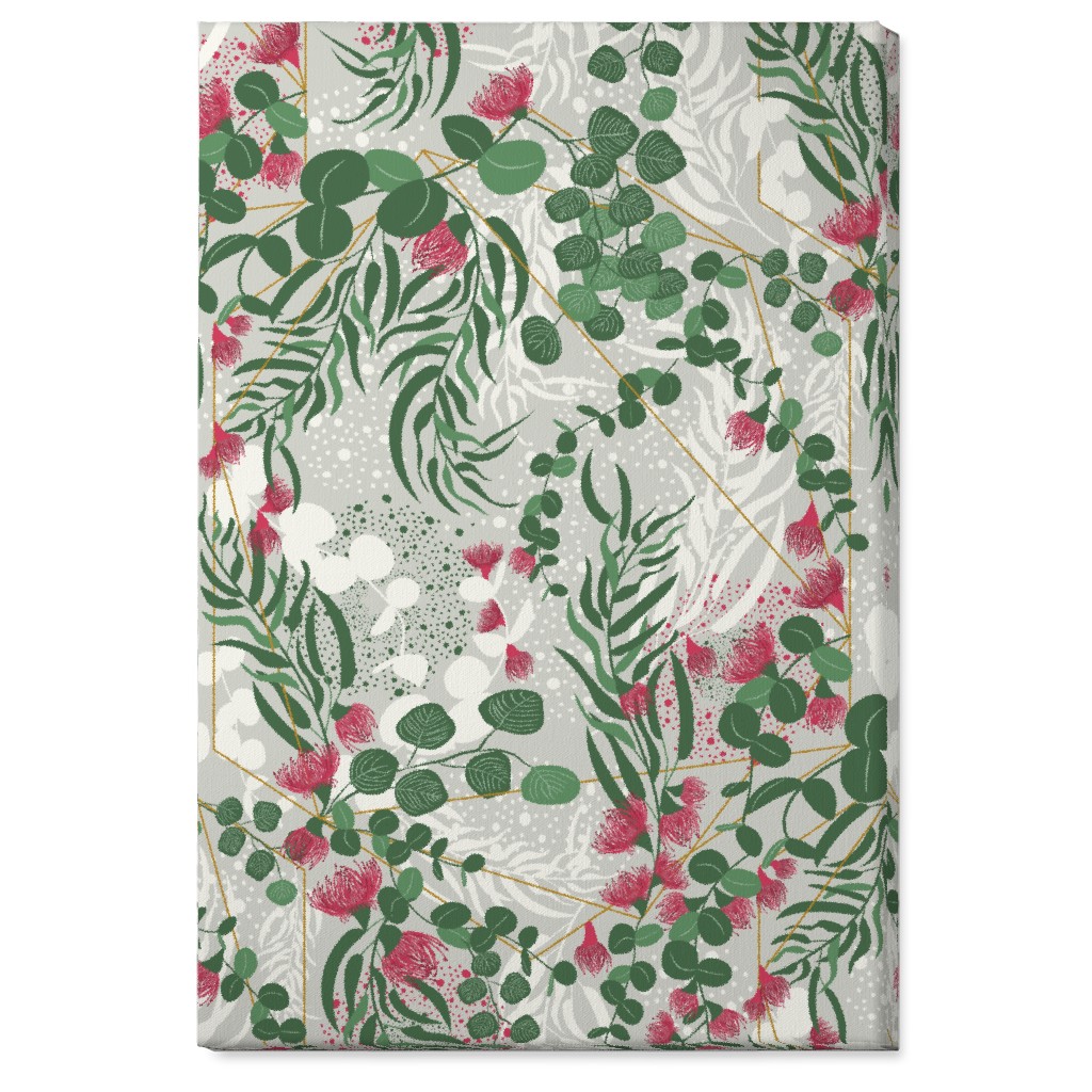 Eucalyptus - Green on Beige Wall Art, No Frame, Single piece, Canvas, 24x36, Green, Classic Green