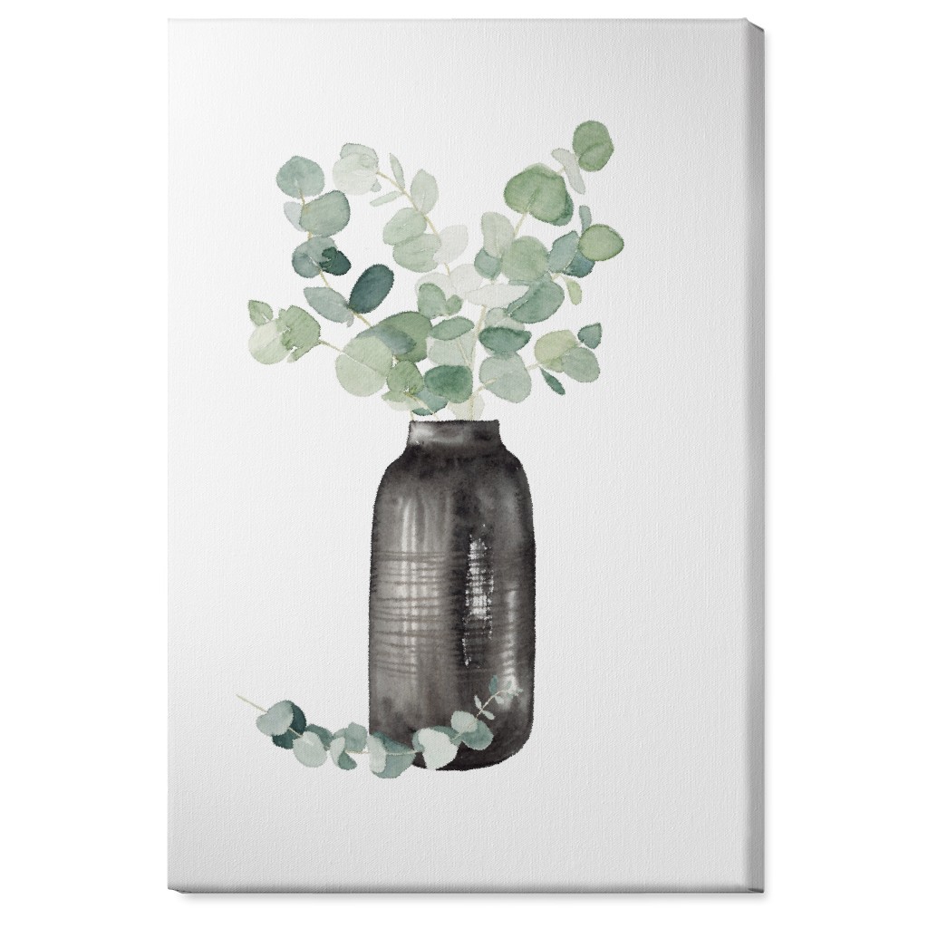 Eucalyptus in a Vase - Green Wall Art, No Frame, Single piece, Canvas, 24x36, Green