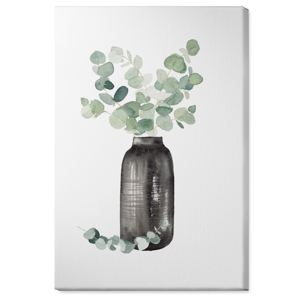 Eucalyptus in a Vase - Green Wall Art, No Frame, Single piece, Canvas, 24x36, Green, Classic Green