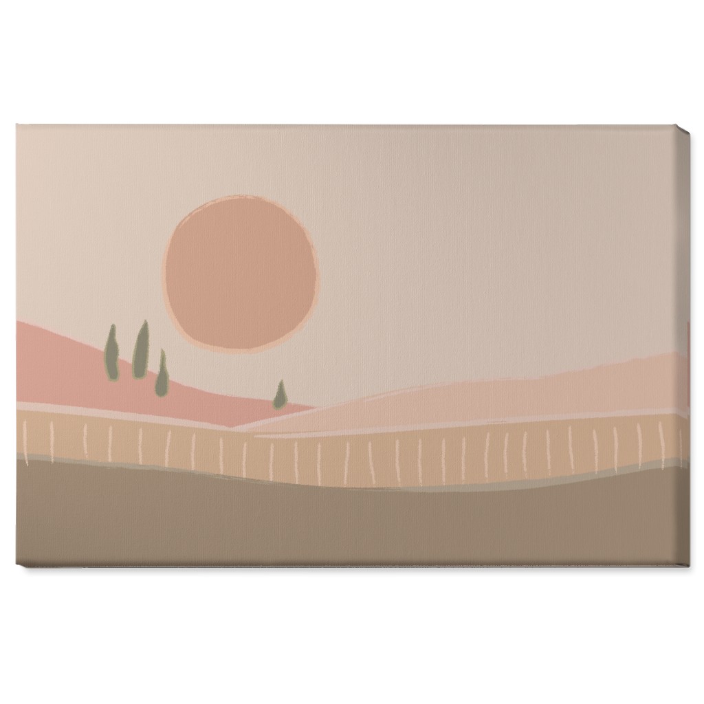 Simple Landscape Wall Art, No Frame, Single piece, Canvas, 24x36, Pink
