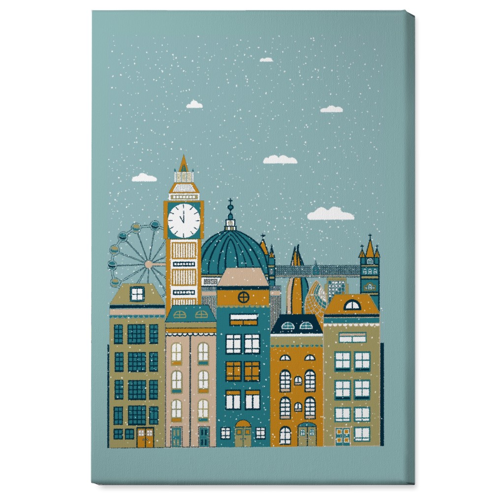 Pretty London Skyline Wall Art, No Frame, Single piece, Canvas, 24x36, Green, Desert Green
