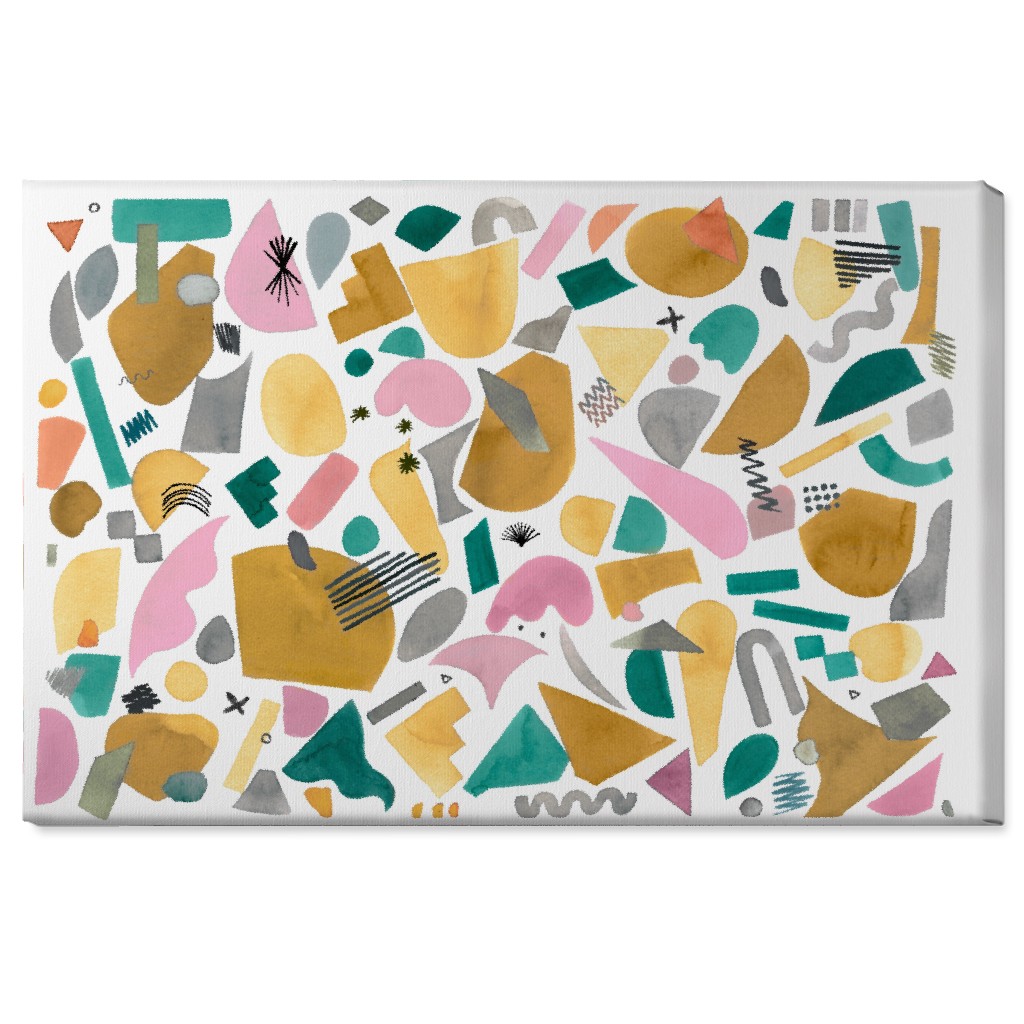 Abstract Geo Pieces - Pink Wall Art, No Frame, Single piece, Canvas, 24x36, Multicolor