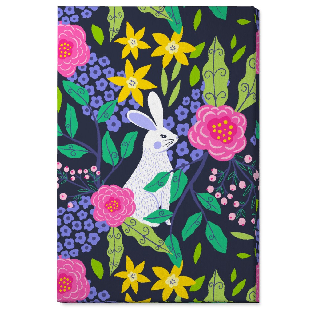 Botanical Bunny - Multi Wall Art, No Frame, Single piece, Canvas, 24x36, Multicolor