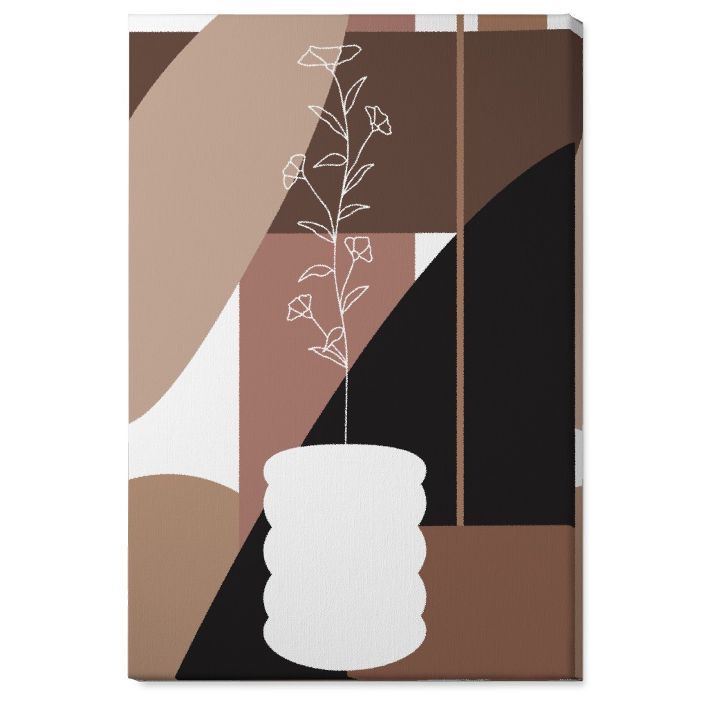 Botanical Abstract Shapes - Neutral Wall Art, No Frame, Single piece, Canvas, 24x36, Beige