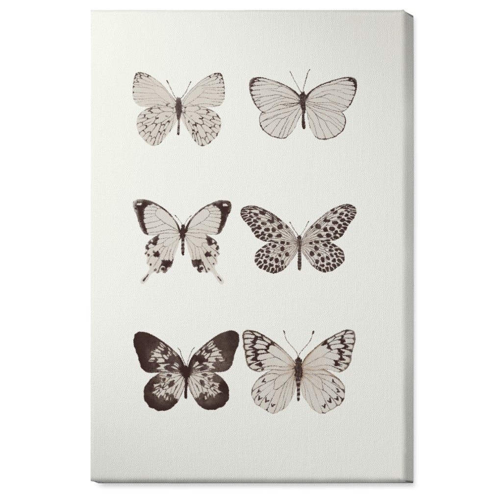 Butterflies Pairs Wall Art, No Frame, Single piece, Canvas, 24x36, Gray