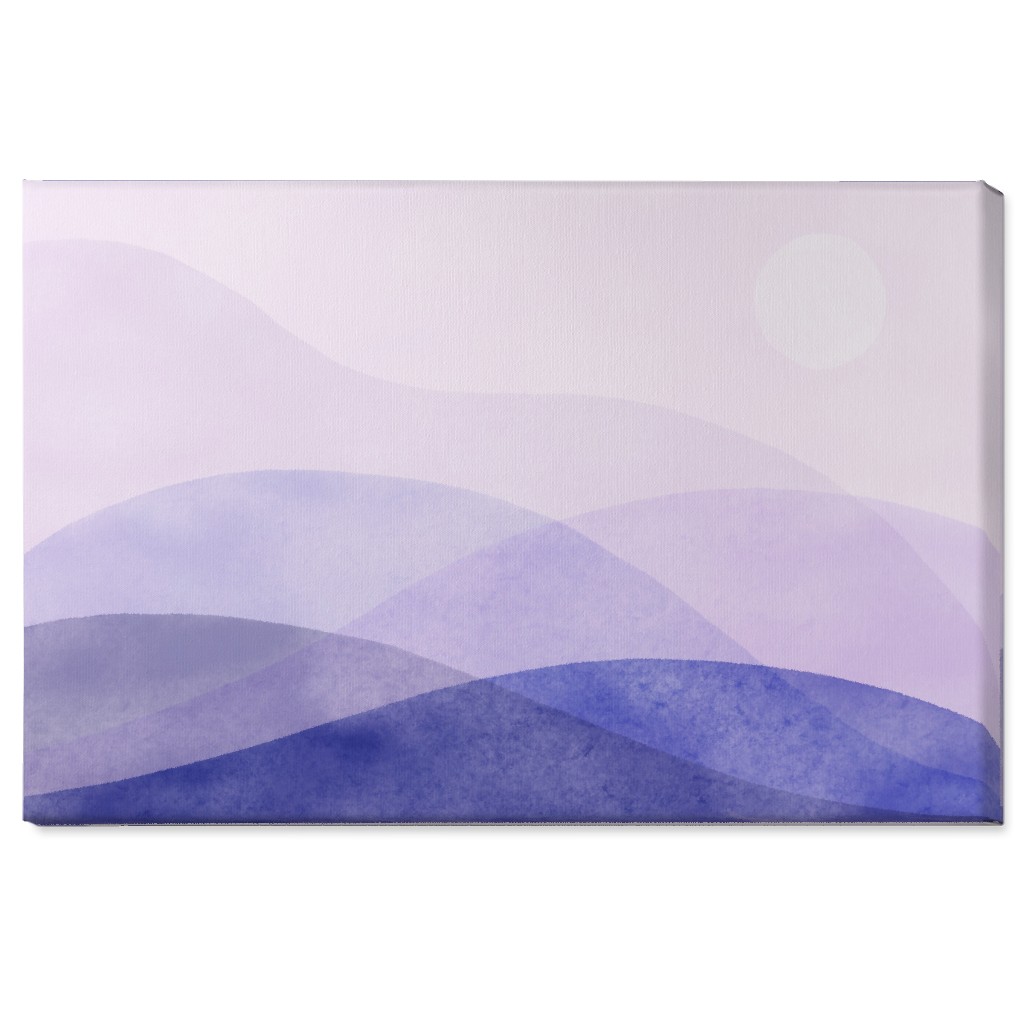 a View of the Mountains - Purple Wall Art, No Frame, Single piece, Canvas, 24x36, Purple, Purple