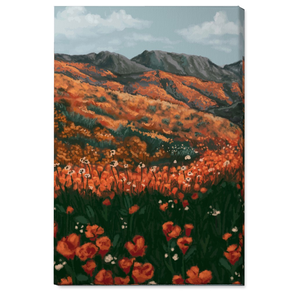 Field of Flowers - Orange and Multi Wall Art, No Frame, Single piece, Canvas, 24x36, Orange