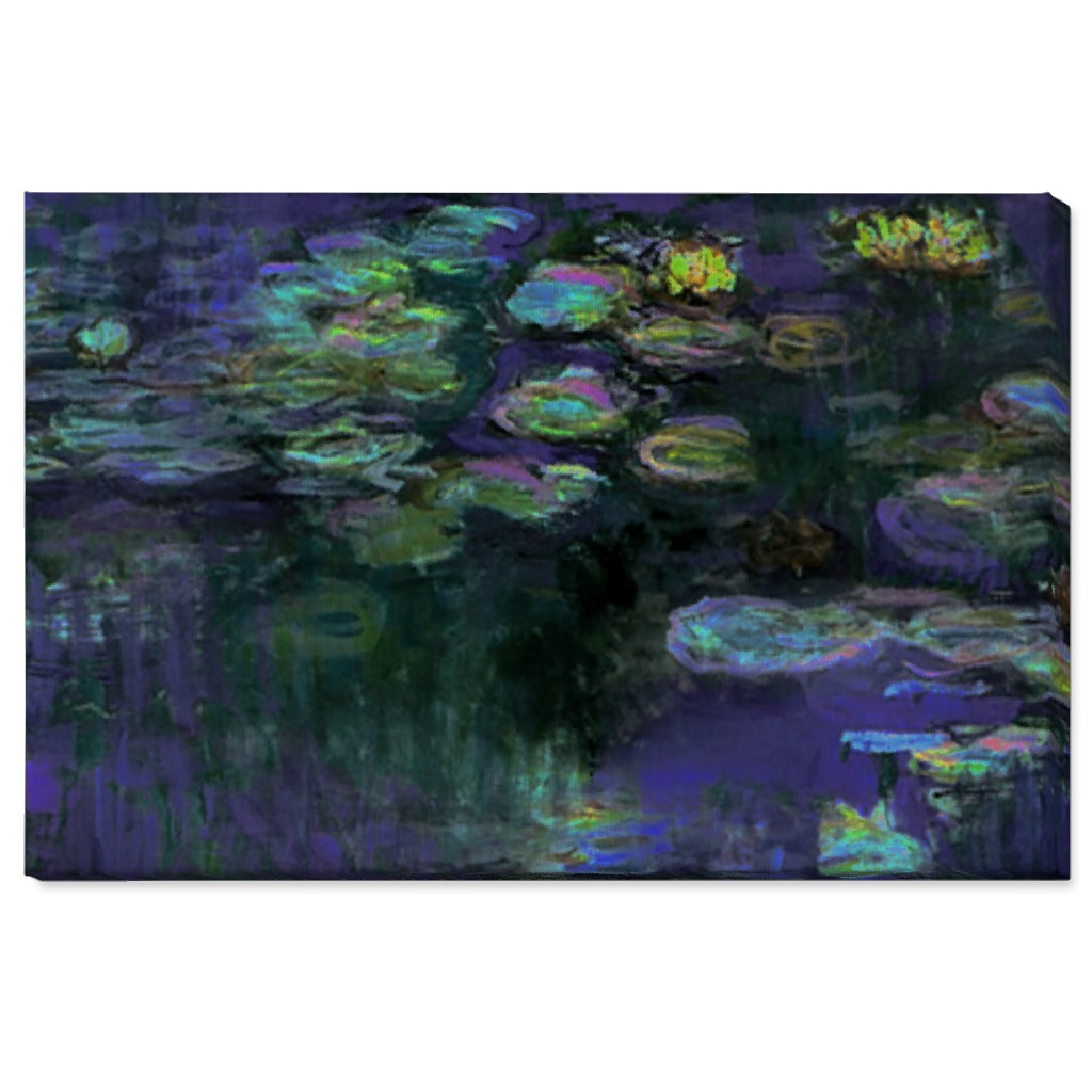Claude Monet Waterlilies At Night Wall Art, No Frame, Single piece, Canvas, 24x36, Blue, True Blue