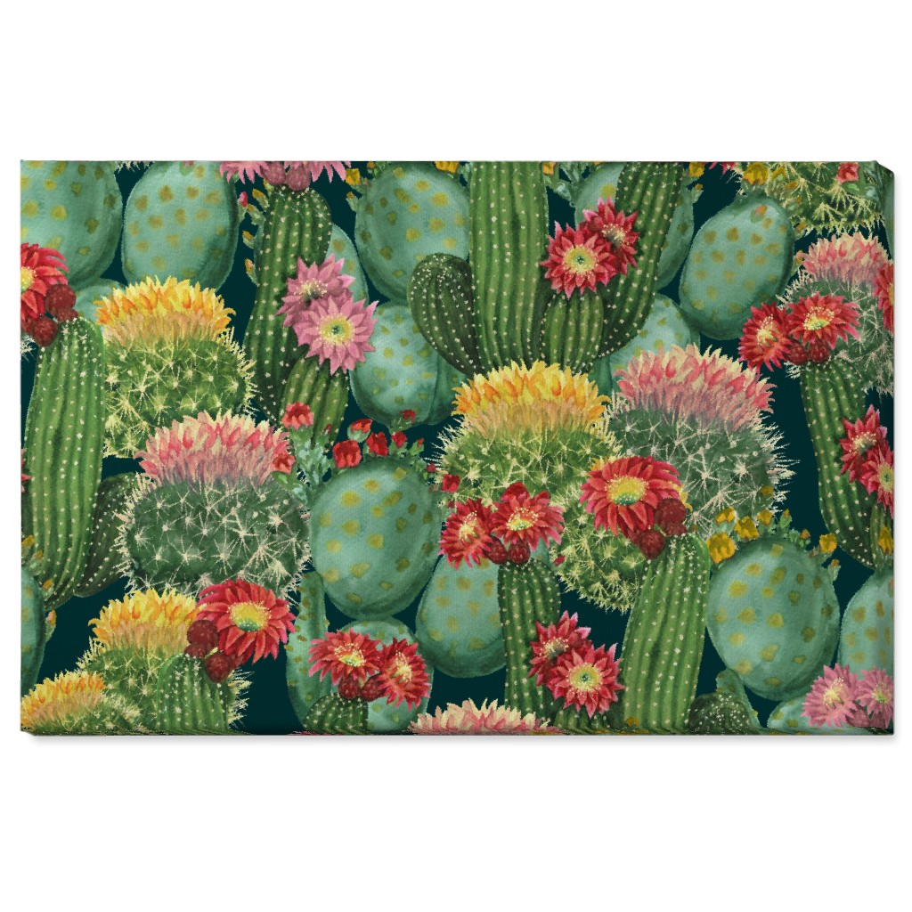 Tropical Cactus Flowers Wall Art, No Frame, Single piece, Canvas, 24x36, Multicolor