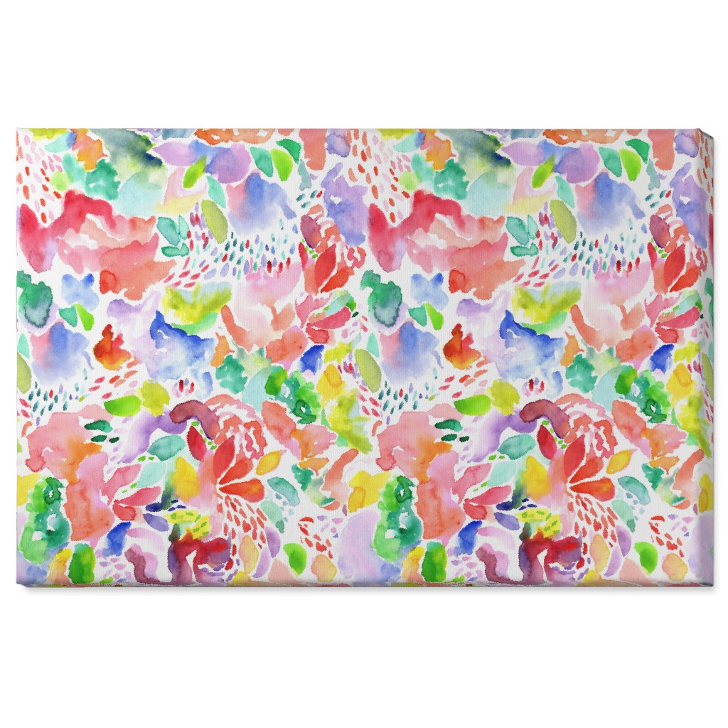 Happy Abstract Watercolor Wall Art, No Frame, Single piece, Canvas, 24x36, Multicolor, Bright Coral