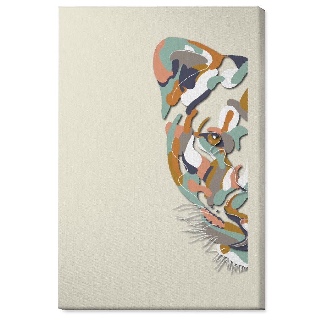 African Lioness Wall Art, No Frame, Single piece, Canvas, 24x36, Beige, Antique White