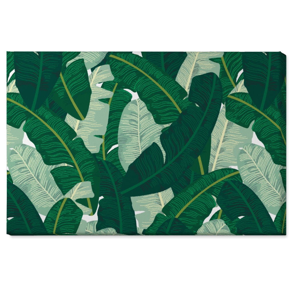 Classic Banana Leaves - Palm Springs Green Wall Art, No Frame, Single piece, Canvas, 24x36, Green, Classic Green
