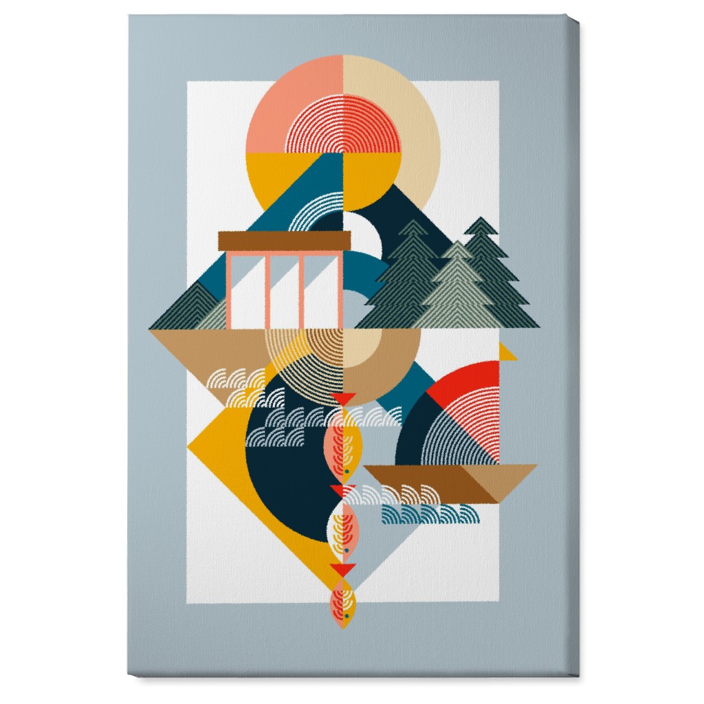 By the Sea Abstract - Multi Wall Art, No Frame, Single piece, Canvas, 24x36, Multicolor