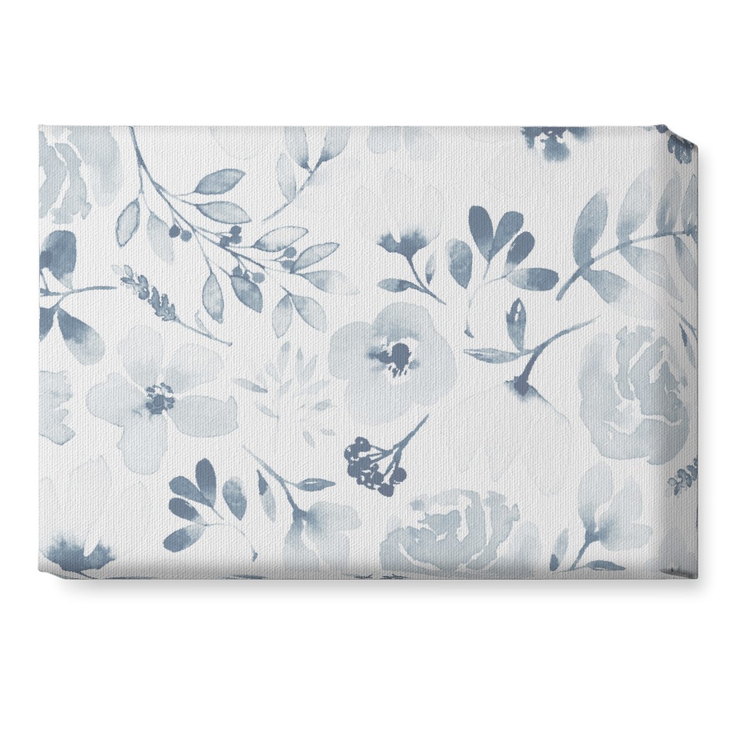 Faded Floral Watercolor - Light Blue Wall Art, No Frame, Single piece, Canvas, 10x14, Blue, True Blue