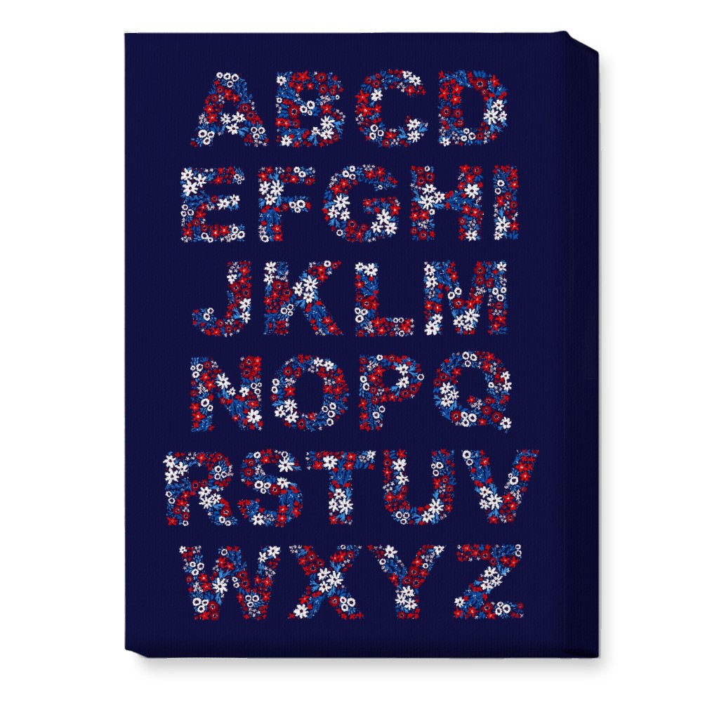 Rustic Wildflower Alphabet Wall Art, No Frame, Single piece, Canvas, 10x14, Blue, Charcoal