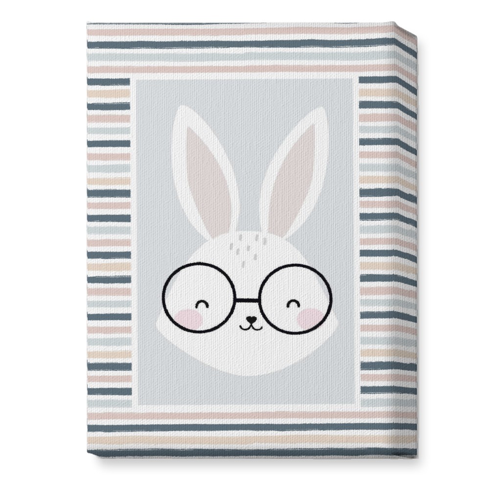 Spring Baby Boy Bunny - Neutral Soft Palette Wall Art, No Frame, Single piece, Canvas, 10x14, Blue