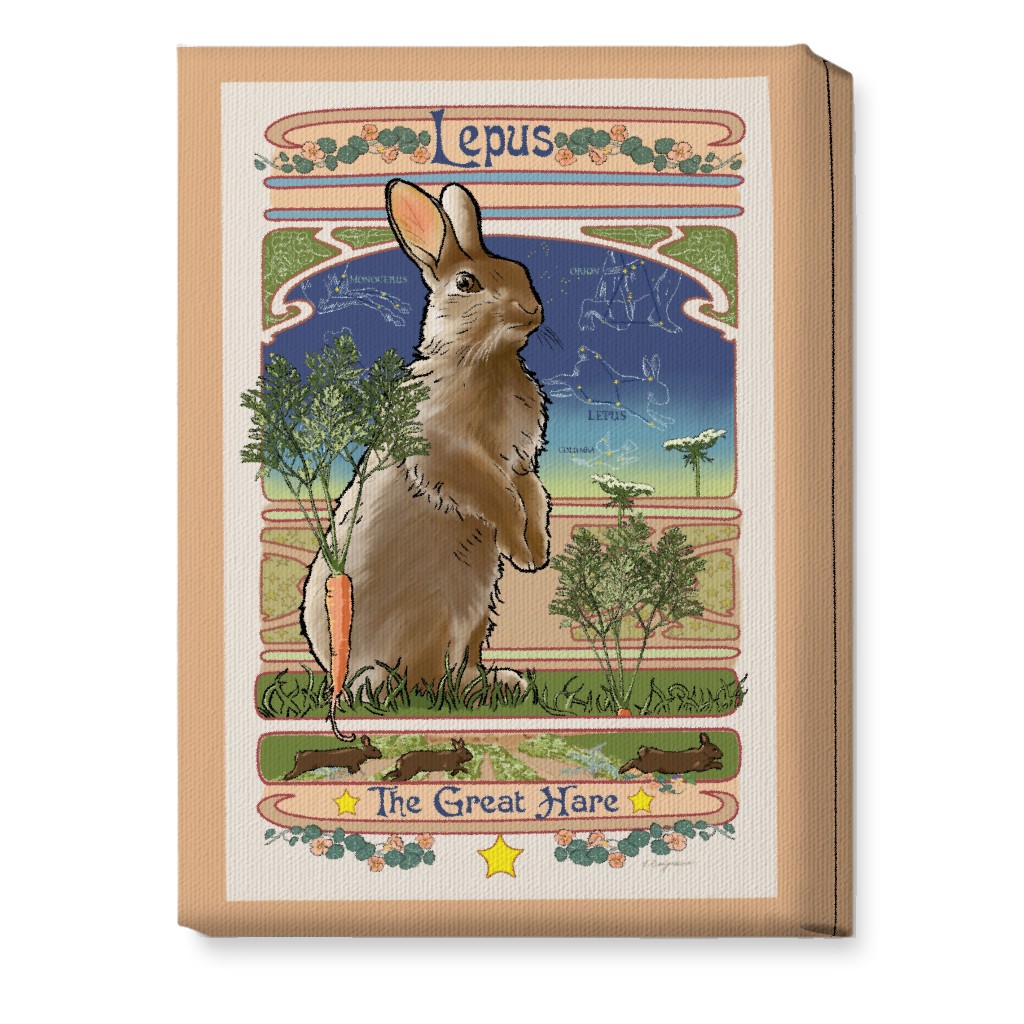 Art Nouveau Hare Wall Art, No Frame, Single piece, Canvas, 10x14, Brown, Brown