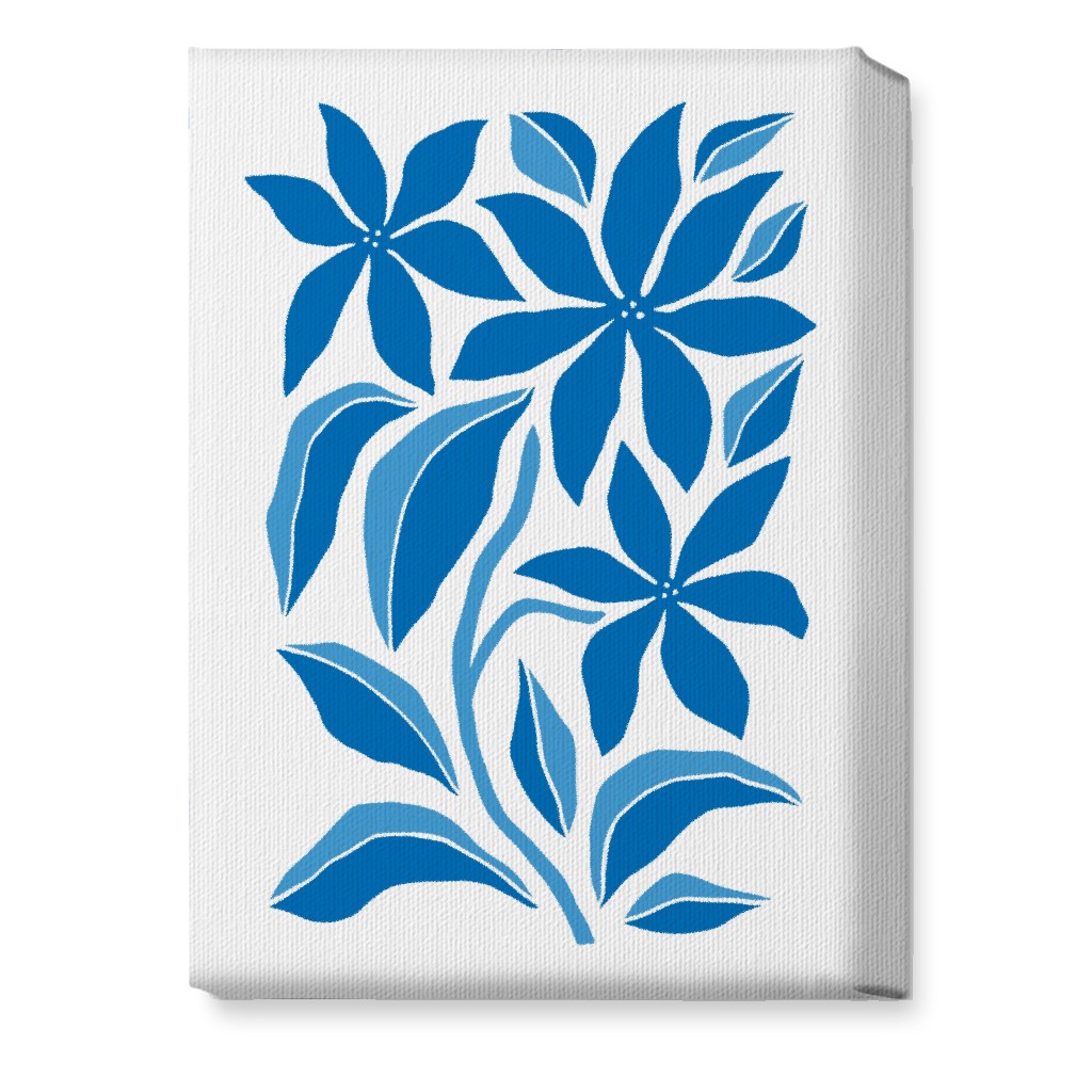 Minimalist Block Botanical Floral - Blue Wall Art, No Frame, Single piece, Canvas, 10x14, Blue, True Blue
