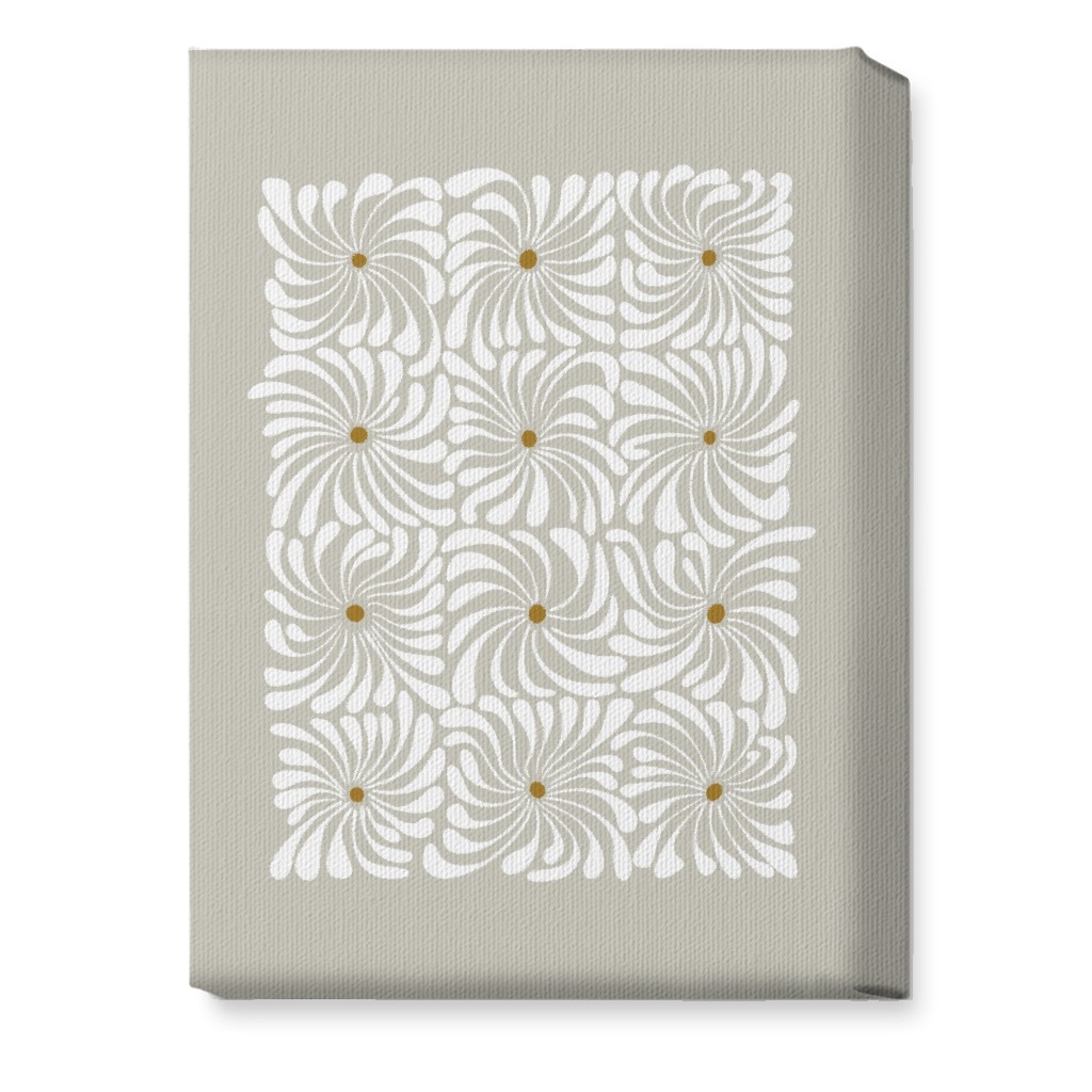 Mod Daisy Grid Wall Art, No Frame, Single piece, Canvas, 10x14, Gray, Pebble