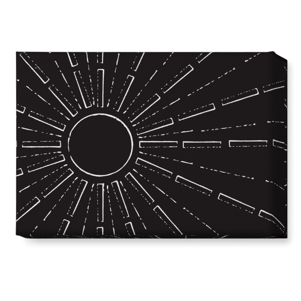 Midcentury Sunburst Wall Art, No Frame, Single piece, Canvas, 10x14, Black, Charcoal